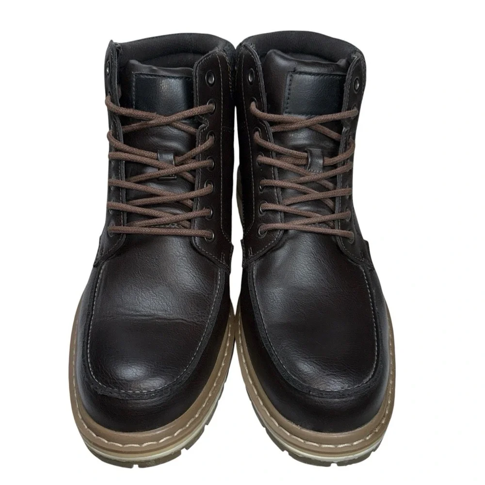 Sonoma‎ Boots Mens 10.5M Ankle Top Lace Up Brown Faux Leather Casual Comfort